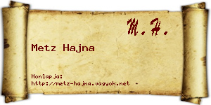 Metz Hajna névjegykártya